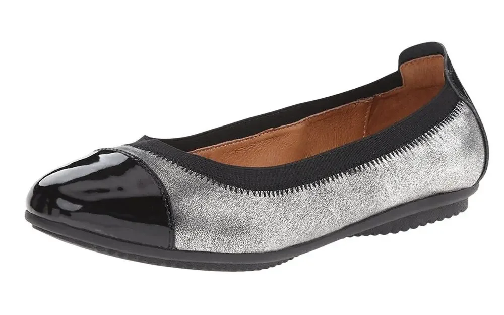 Josef Seibel Women Pippa 07 Ballet Flats EU 36 US 5-5.5 Black Silver Leather NIB